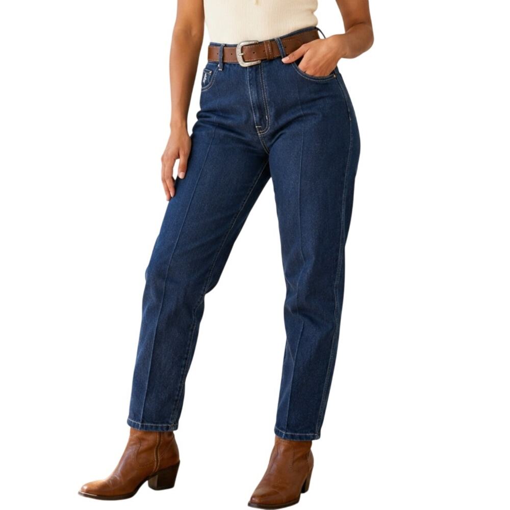 Vintage Braxon 80s High Waisted Mom Jeans Size 16 Dark Wash Embroidered Pockets